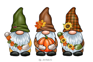 Fall Autumn Gnomes, Gnome Clipart