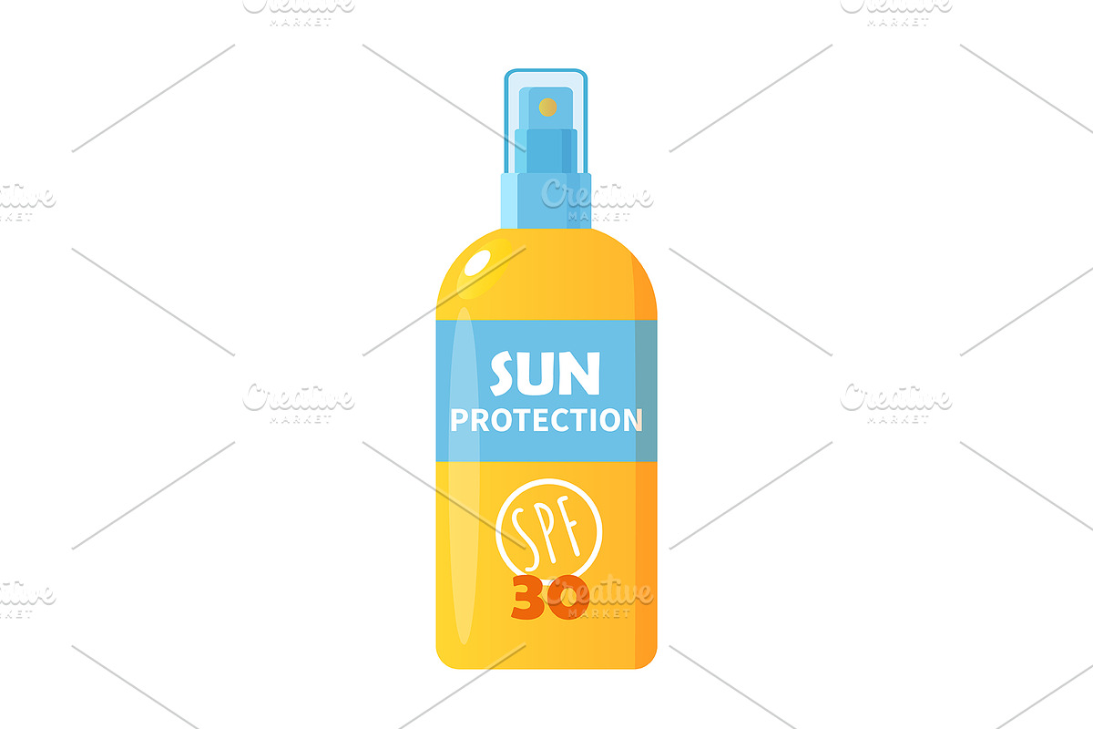 Sunscreen cosmetic bottle, a Healthcare Illustration by Elen_Art