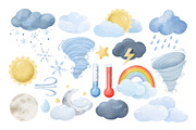 Watercolor Weather Clipart, an Education Illustration by ArtGiftsStudio (Thumbnail 2 of 4)