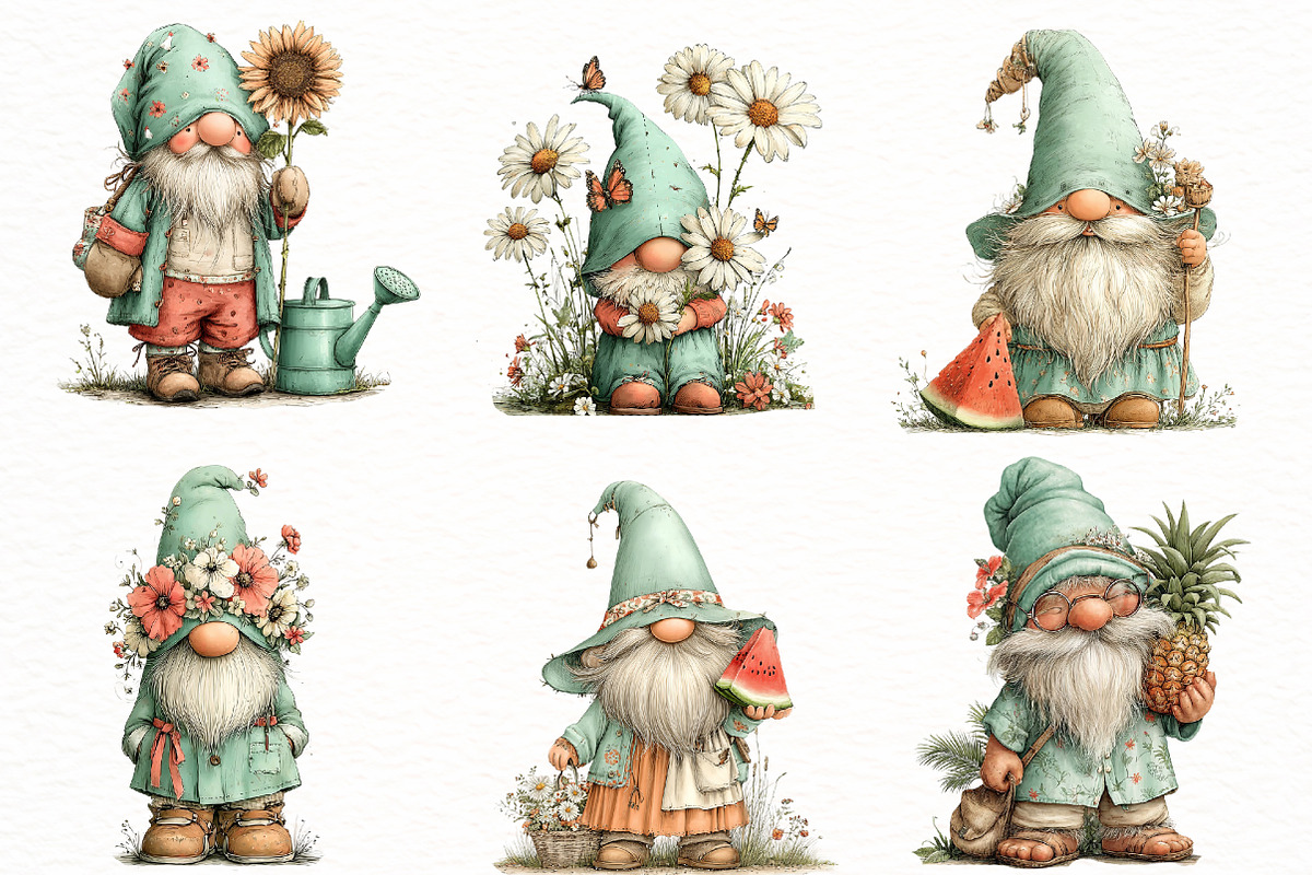 Whimsical summer gnome Clipart, an Illustration by Designworld (Photo 3 of 7)