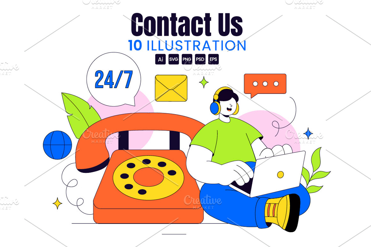 10 Contact Us Illustration, a Technology Illustration by denayunebgt (Photo 1 of 4)