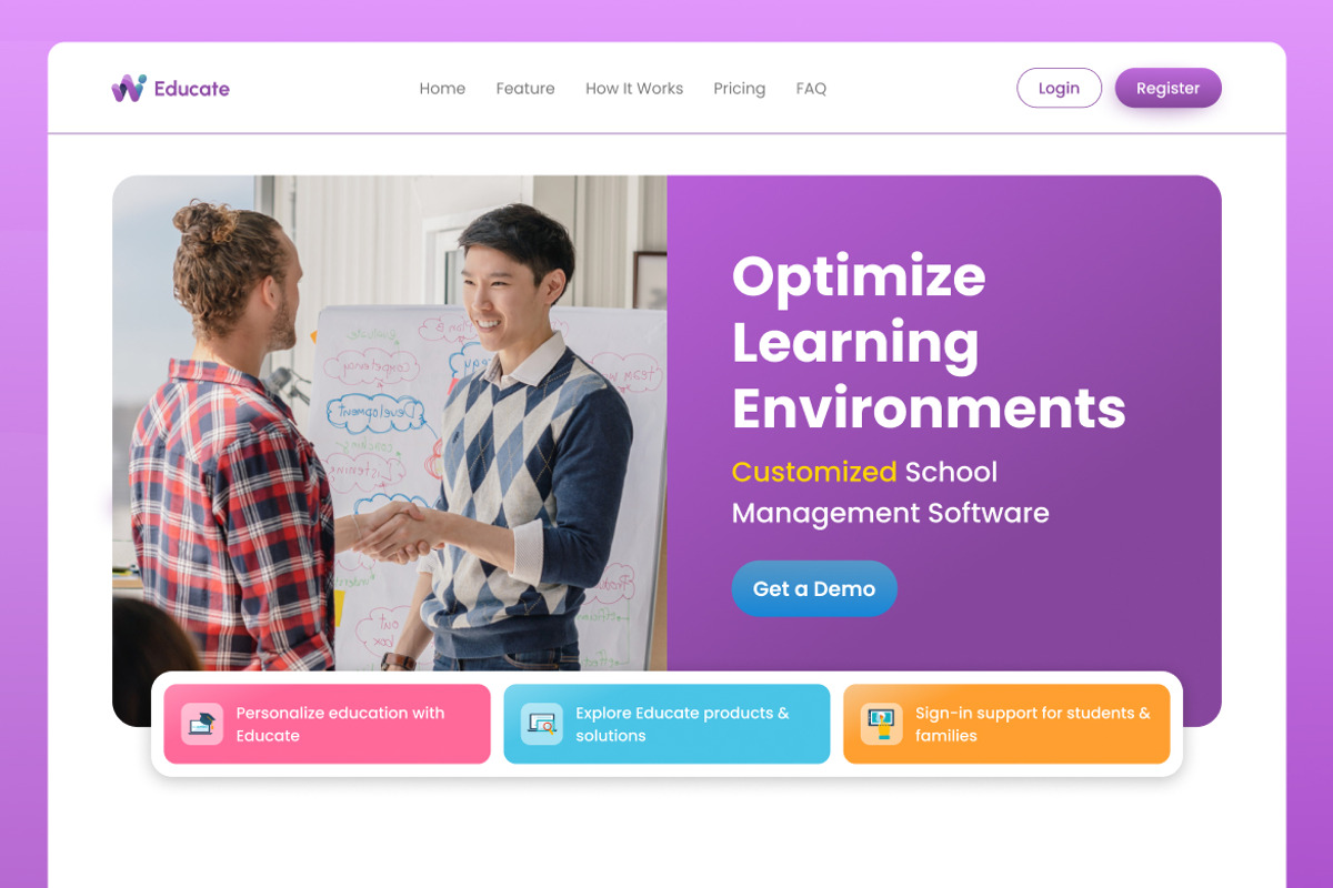 School Management Web Landing Page, a Landing Page Template by UICreative (Photo 3 of 4)