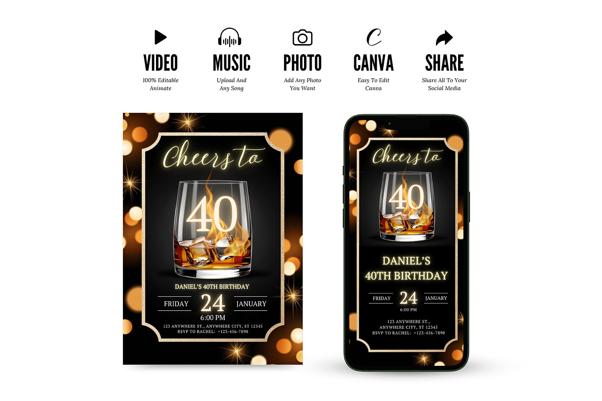Whiskey 40th Birthday Invitation preview 7