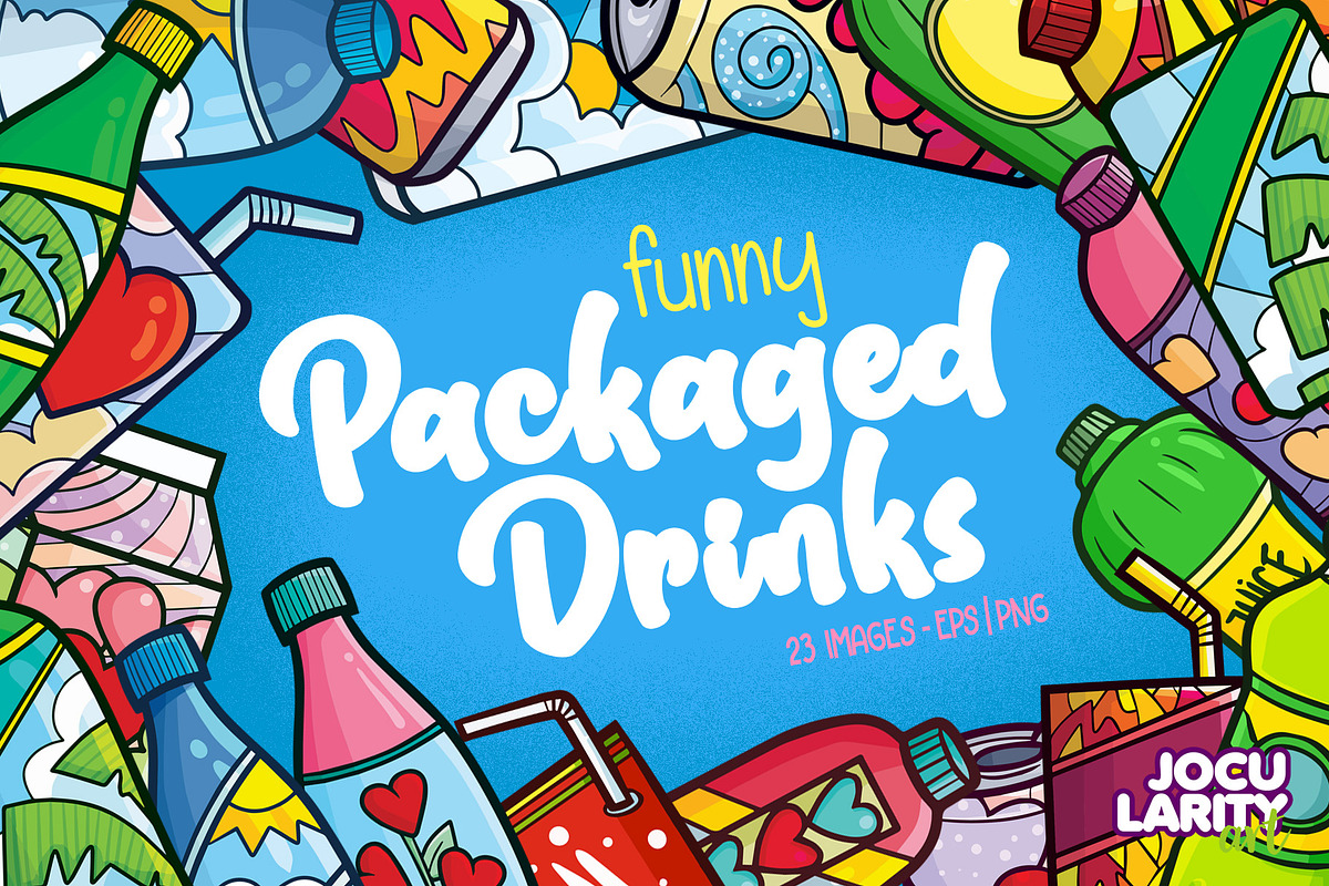 Funny Packaged Drinks Illustration, an Object Illustration by Jocularity Art (Photo 1 of 3)