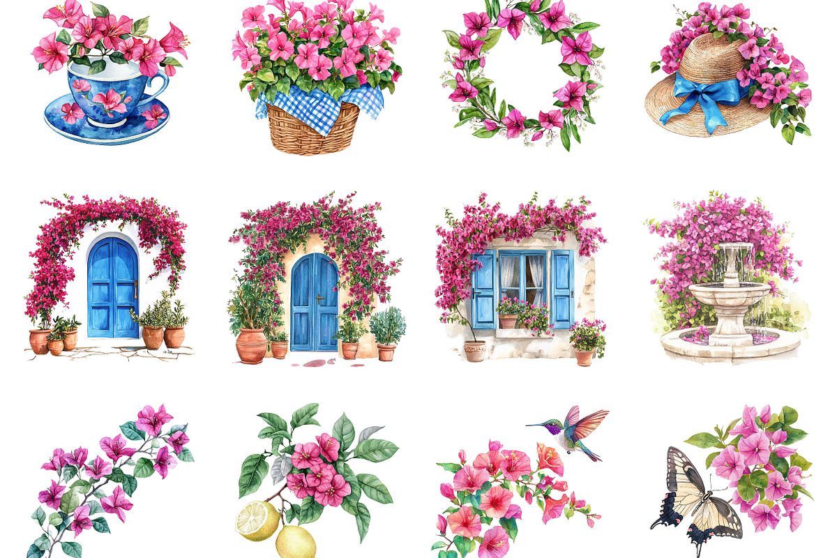Gardens Watercolor Clipart, a Seasonal Illustration by Designking (Photo 2 of 5)