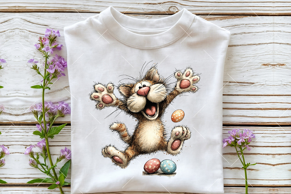 Whimsical Easter Cat Clipart, an Illustration by OK Design (Photo 4 of 6)