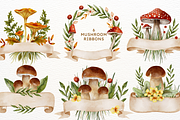 Mushroom Watercolor Fall Graphics, an Illustration by Red Ink (Thumbnail 2 of 9)