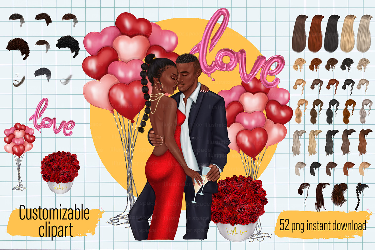 African American couple clipart, a Graphic by Illustrator Space (Photo 1 of 8)