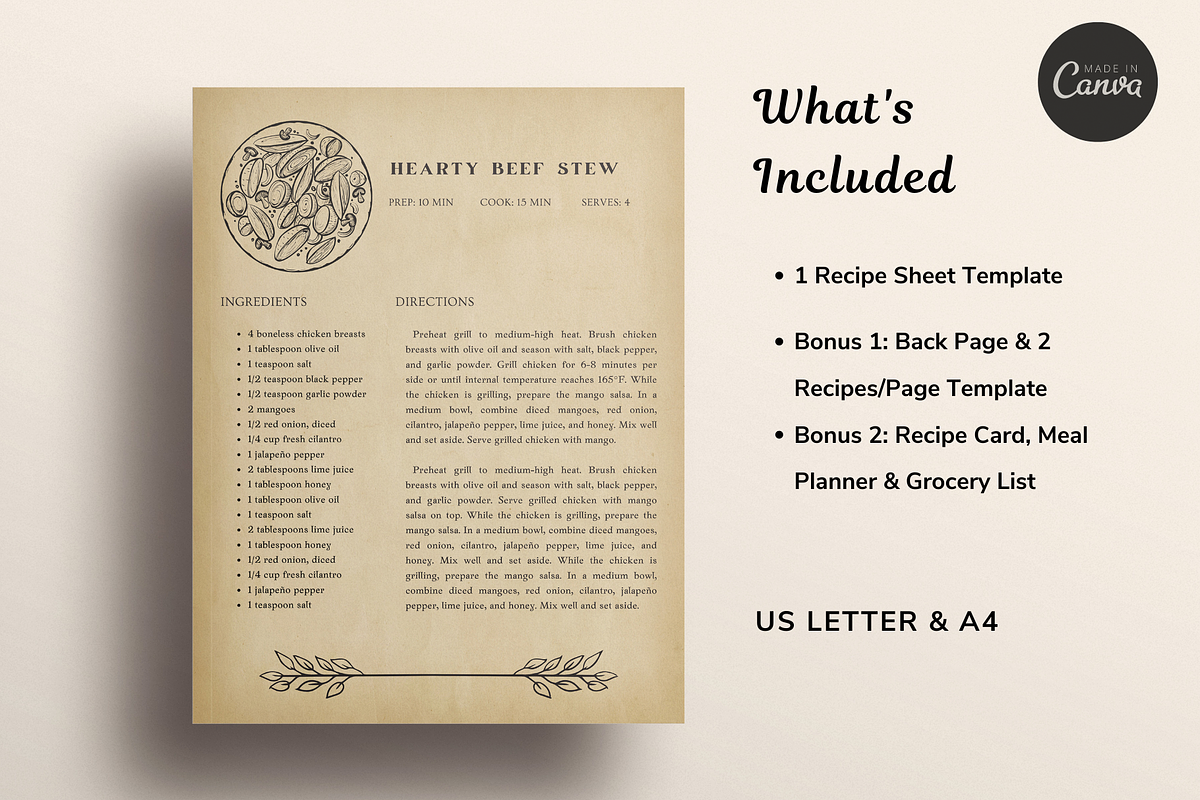 Vintage Recipe Template Canva, a Templates & Theme by OrganizationOasisRo (Photo 2 of 10)