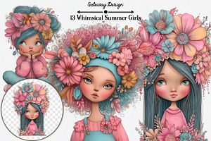 Whimsical Summer Girls Clipart, an Illustration by GatewayDesign