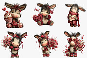 Whimsical Valentine Donkey Clipart, an Illustration by CreationArt (Thumbnail 5 of 6)