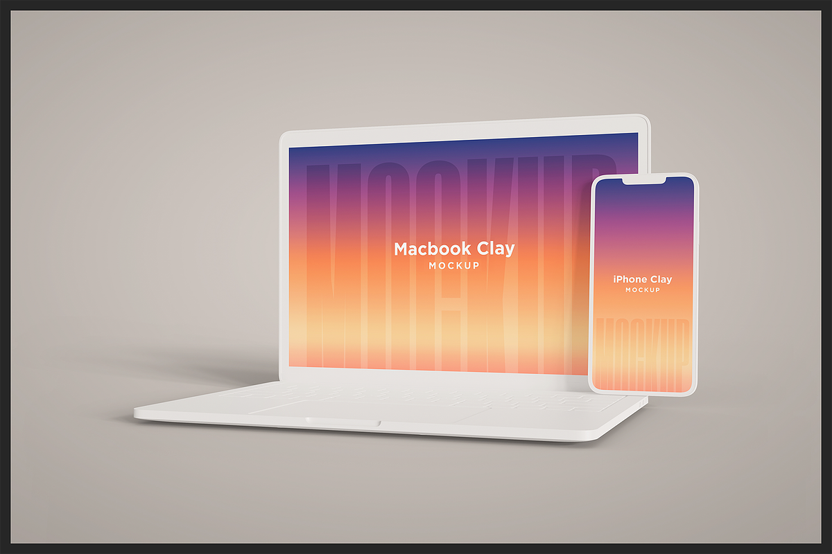Macbook and iPhone Clay Mockup, a Mac Mockup by Muhazdinata (Photo 4 of 8)