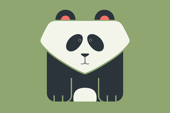 Flat Square Icon Of A Giant Panda