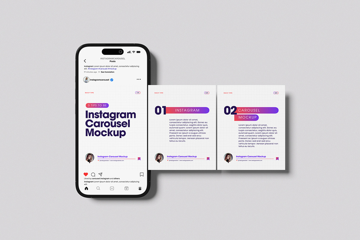HighQualit Instagram Carousel Mockup, an iPhone Mockup by swsi-studio (Photo 2 of 5)