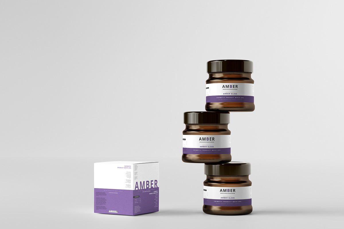 7 in 1 Amber Glass Cosmetic Bundle, a Cups & Container Mockup by pmvch (Photo 28 of 106)