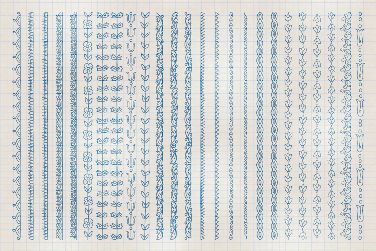 Doodle pattern Illustrator brushes, a Brush Add-On by SunArt (Photo 2 of 2)