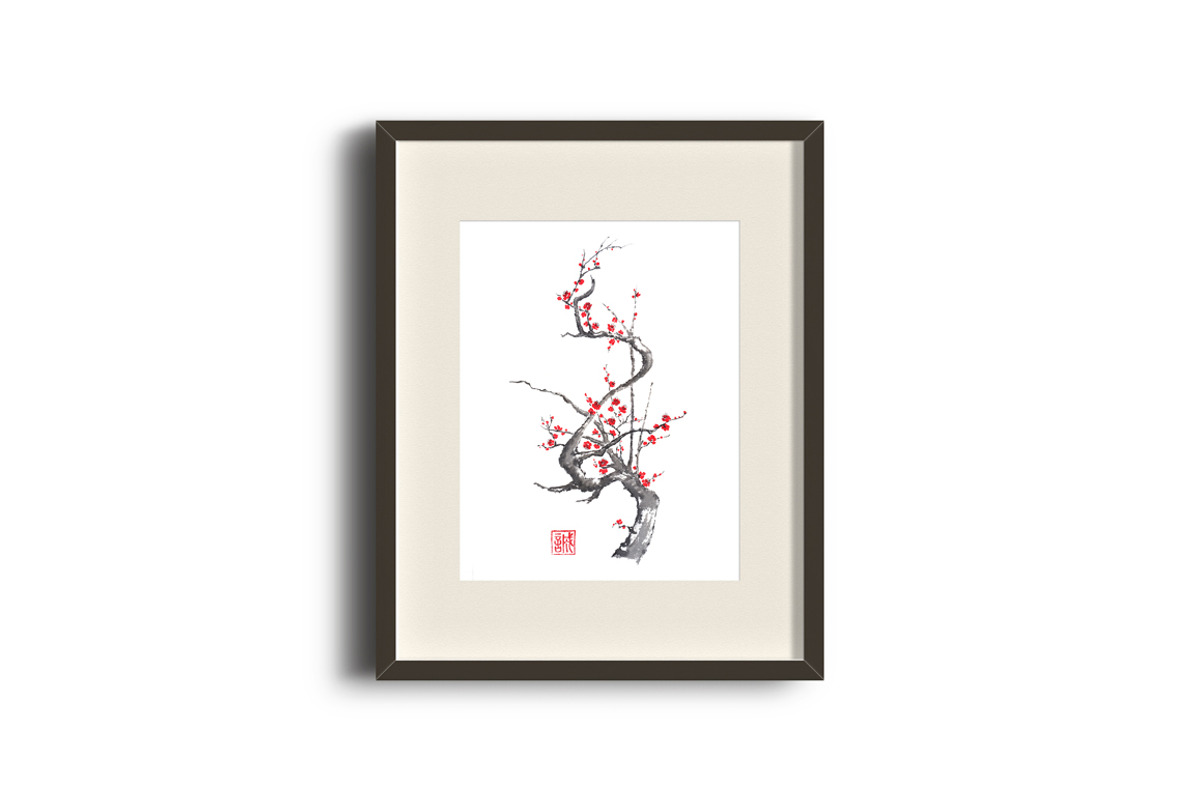 Plum blossom sumi-e painting, an Illustration by Quetzal Art (Photo 4 of 4)