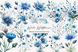 Winter Wildflowers Clipart, an Illustration by Designworld