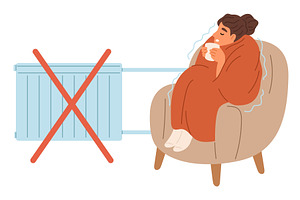 Woman shivering. Cold in room, a Person Illustration by Vectorbuum