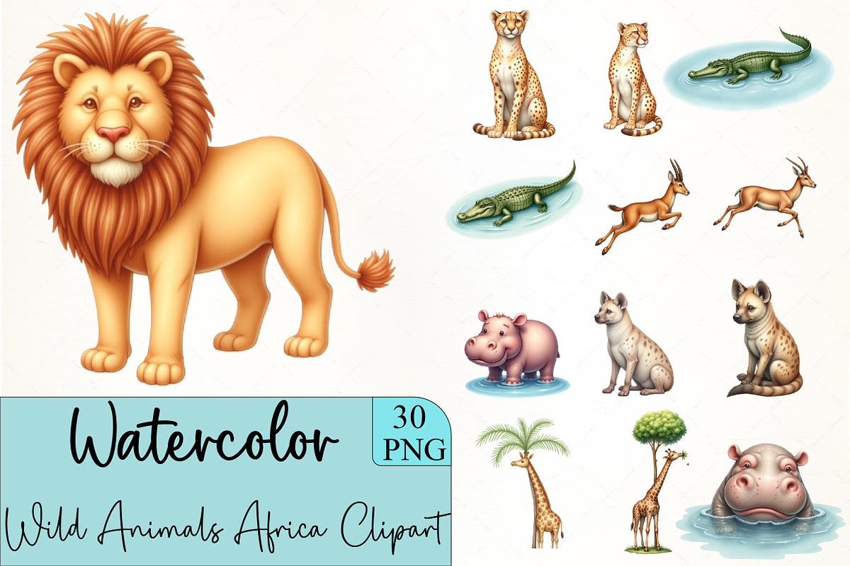 Wild Animals of Africa Clipart, an Illustration by CrexoraLab (Photo 1 of 5)