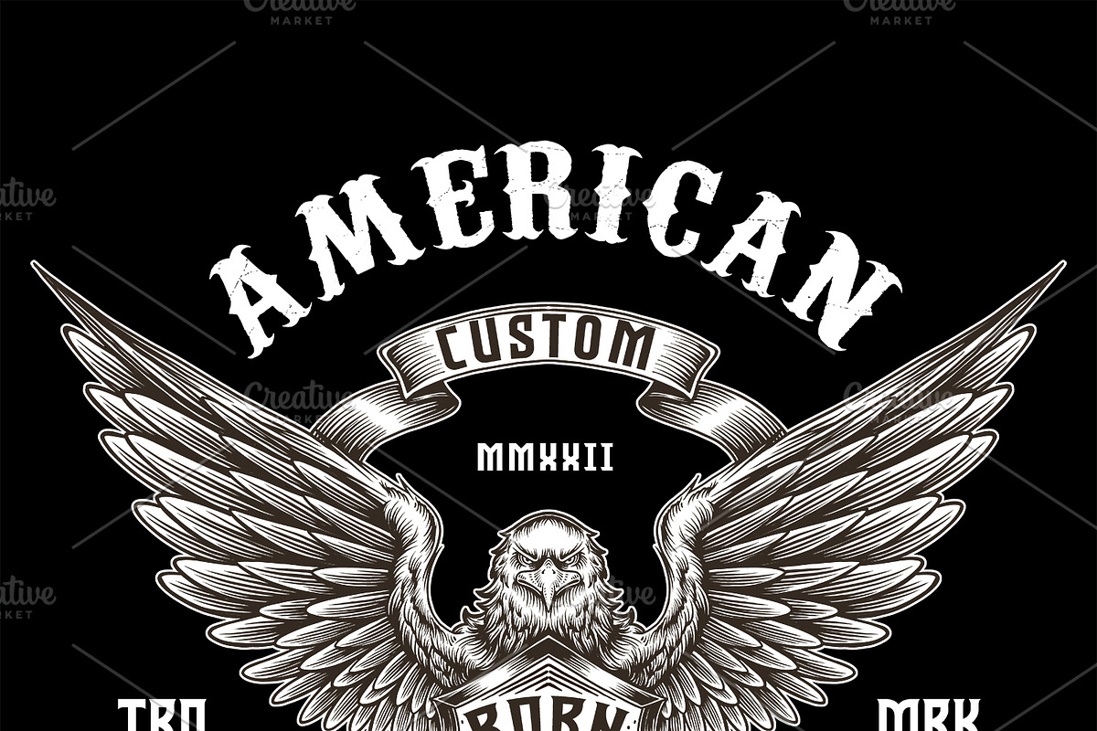 Born to Ride Eagle Logo, an Animal Illustration by Wolfordeer