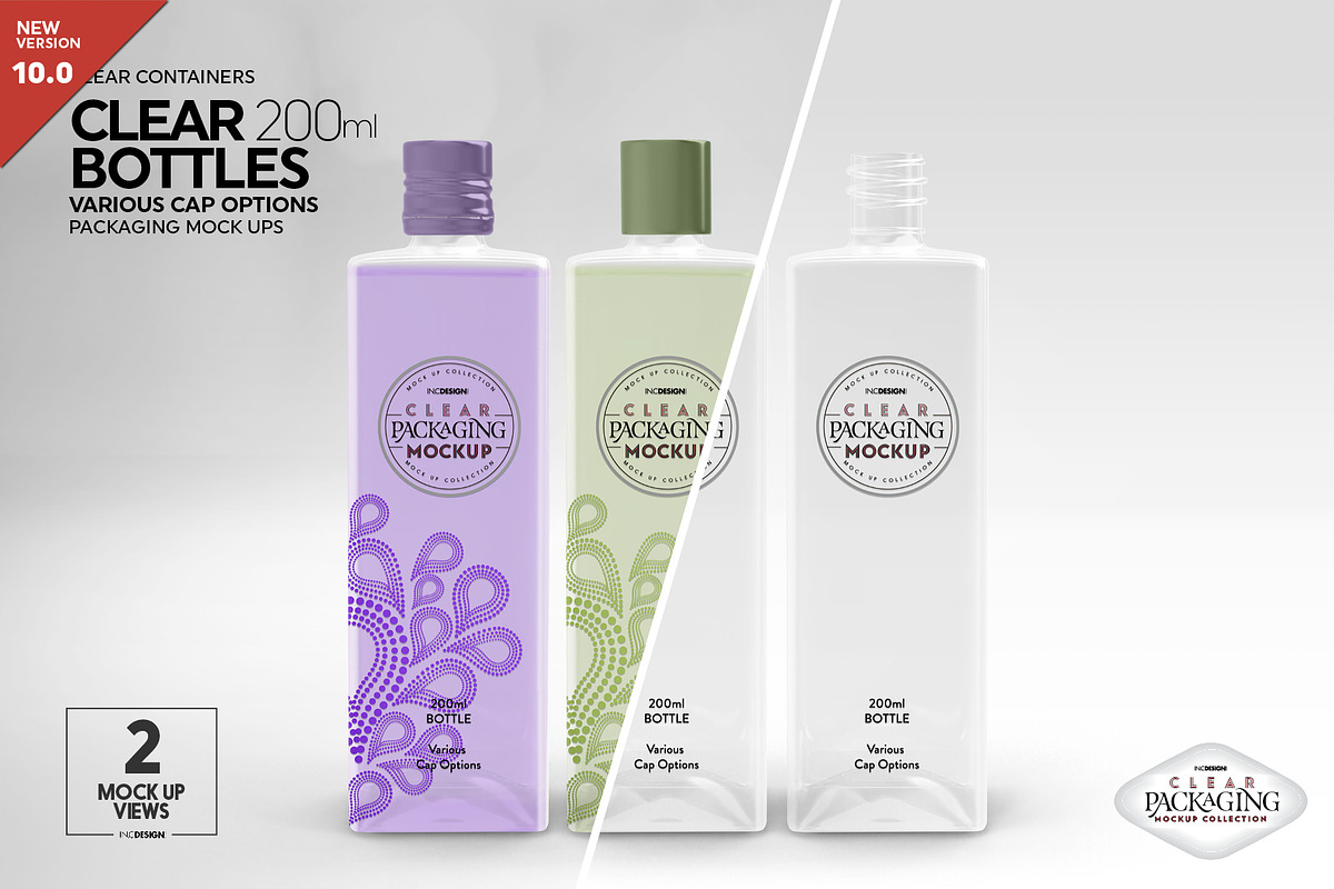 Clear 200ml PET Bottles Mockup, a Packaging Mockup by INCDesign (Photo 1 of 10)