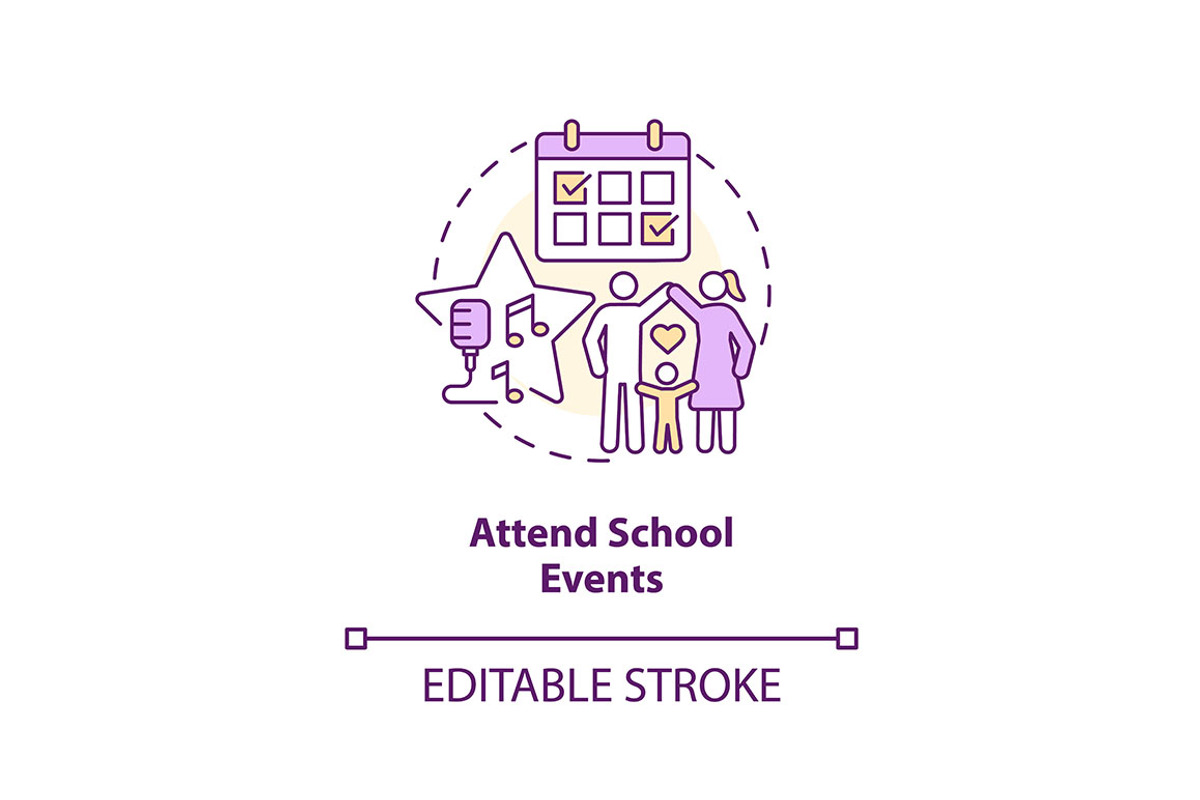 Attend school events concept icon, an Outline Icon by IMG Visuals