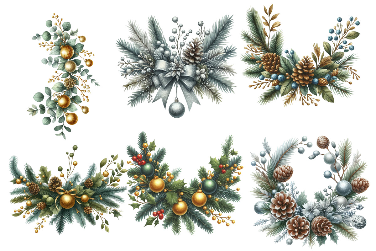 Christmas Garland Clipart Bundle, an Illustration by Designworld (Photo 3 of 5)