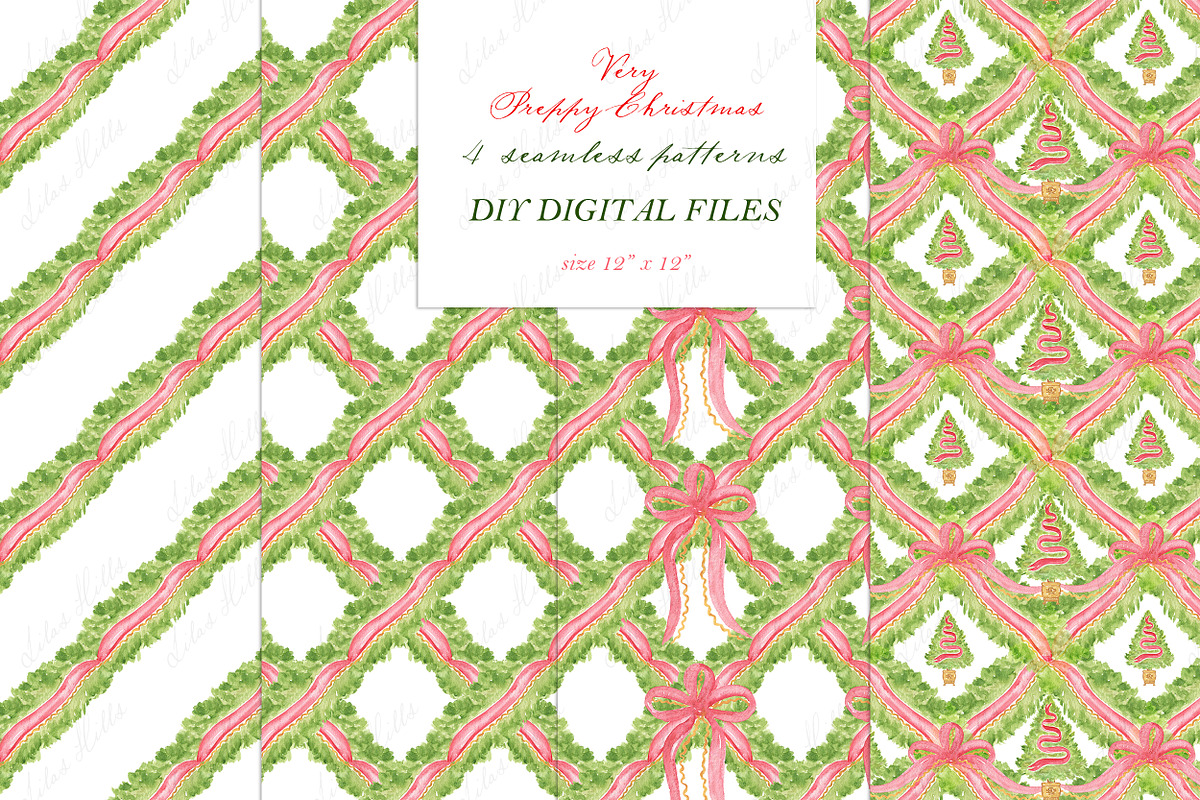 Very Preppy Christmas Tree Clipart, a Decorative Illustration by LABFcreations (Photo 2 of 4)