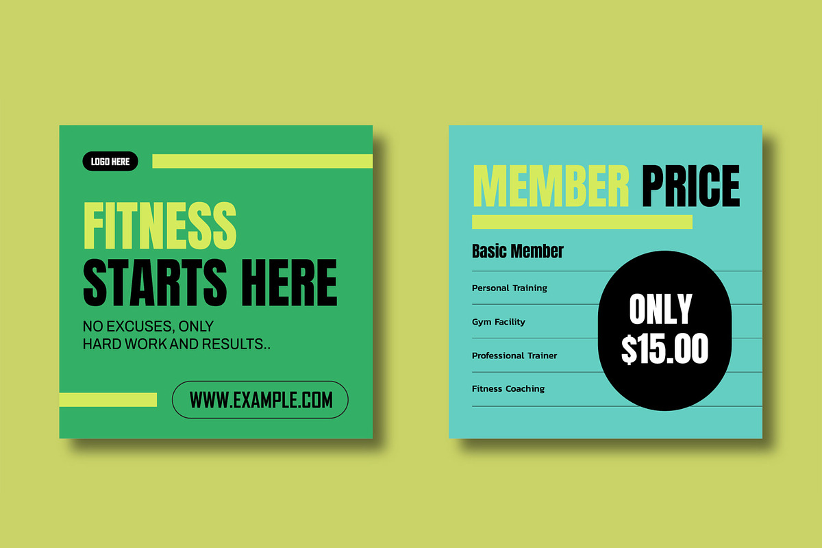 Fitness Social Media Post Set Design, a Social Media Template by MightyDesign (Photo 3 of 8)