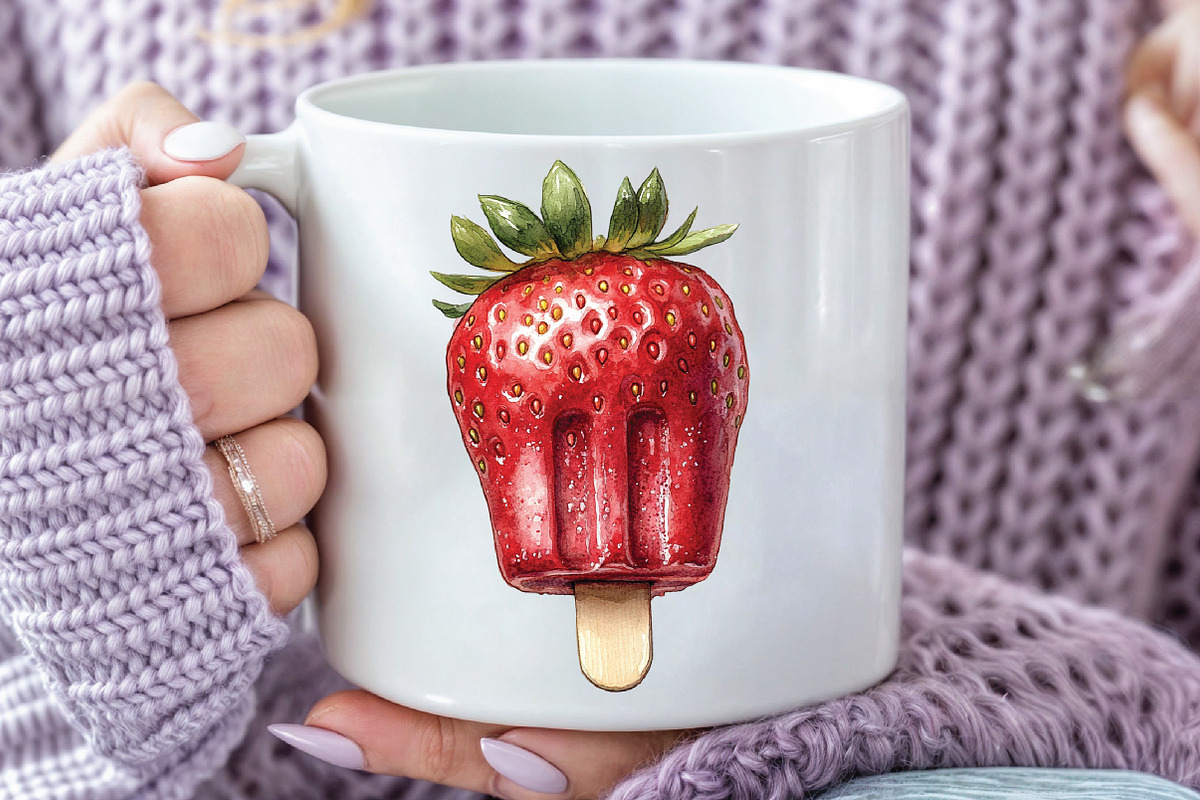 Watercolor Cute Strawberry Clipart, an Illustration by CraftArtStudio (Photo 5 of 6)