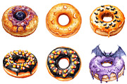 Donut Clipart, Halloween Donut Clipa, an Illustration by DreamArtGraphic (Thumbnail 5 of 5)