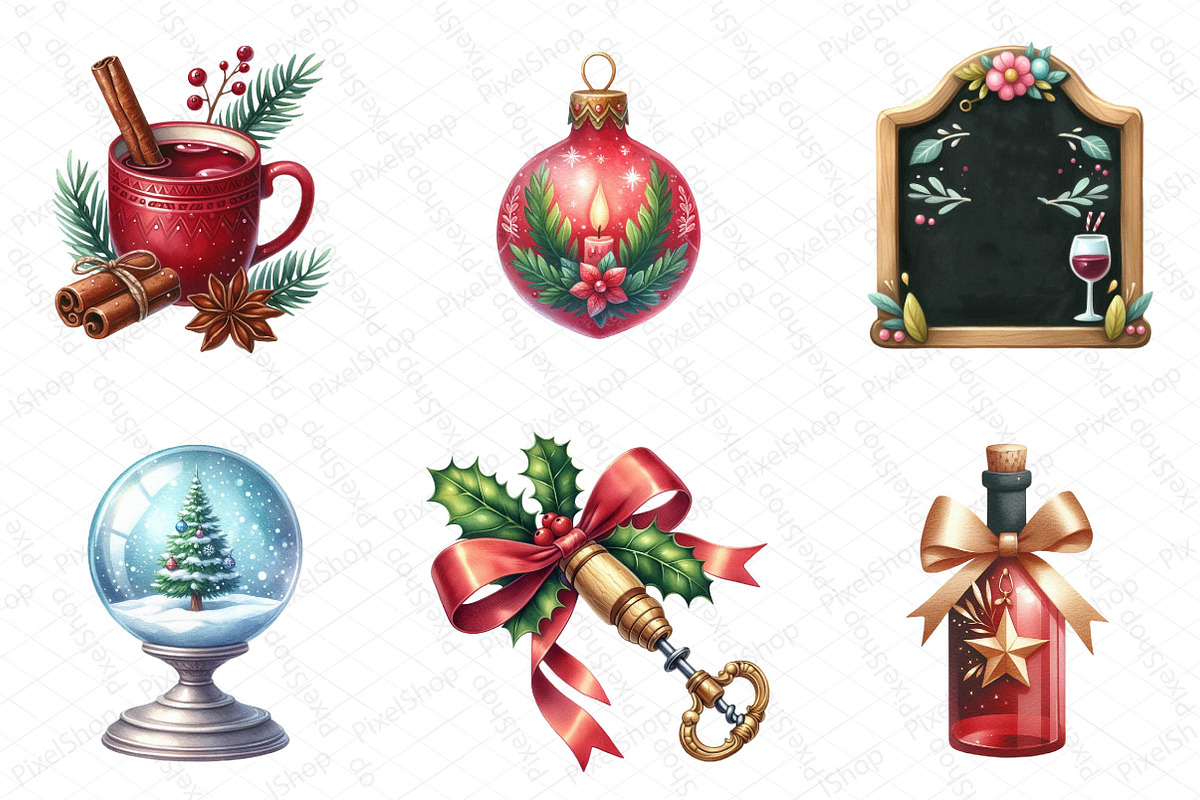 Christmas Red Wine Clipart, an Illustration by DreamPrint404 (Photo 5 of 5)