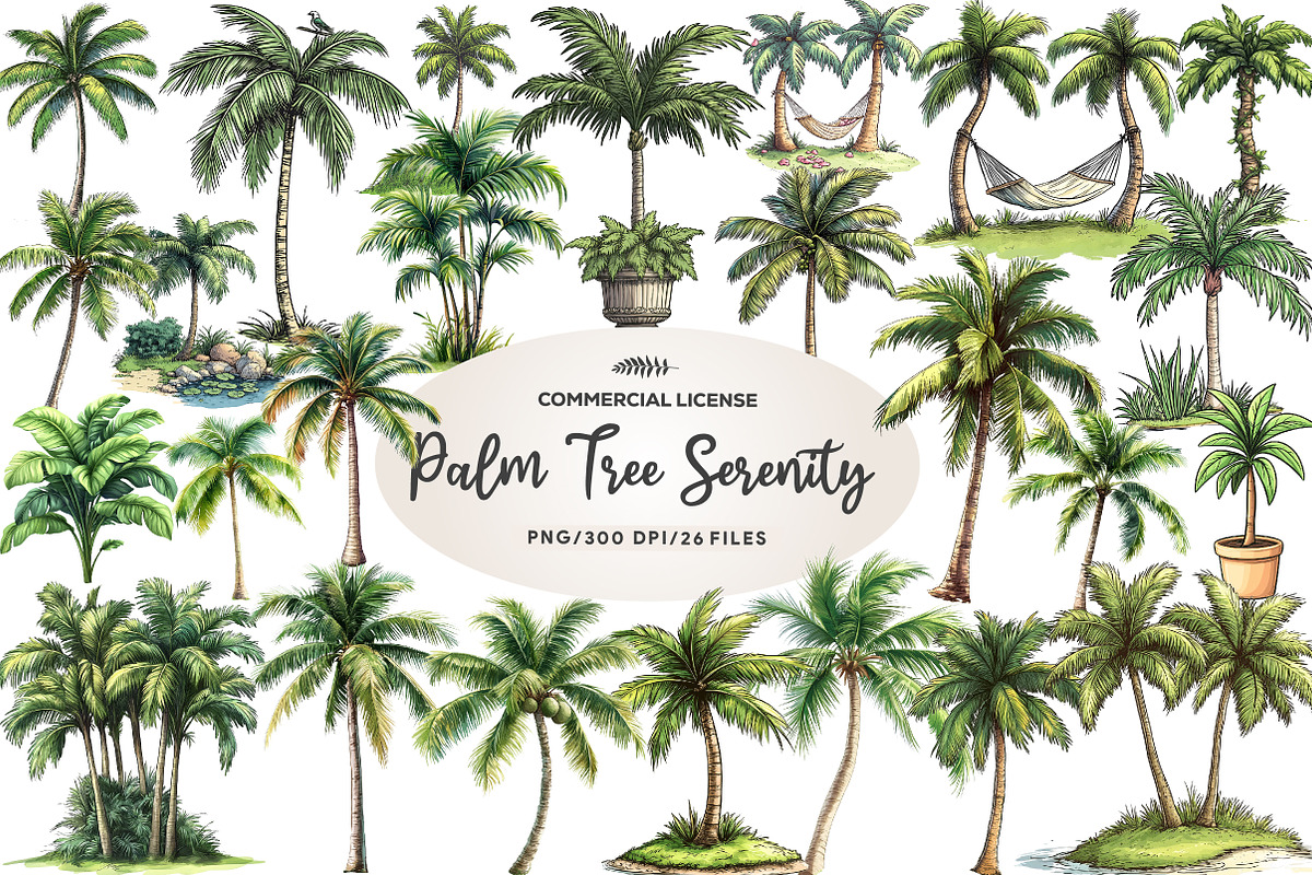 Palm Tree Serenity Clipart, an Illustration by CreationArt (Photo 1 of 5)