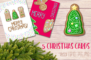 Merry Christmas Greeting Cards, a Card Template by RabbitAndPencil