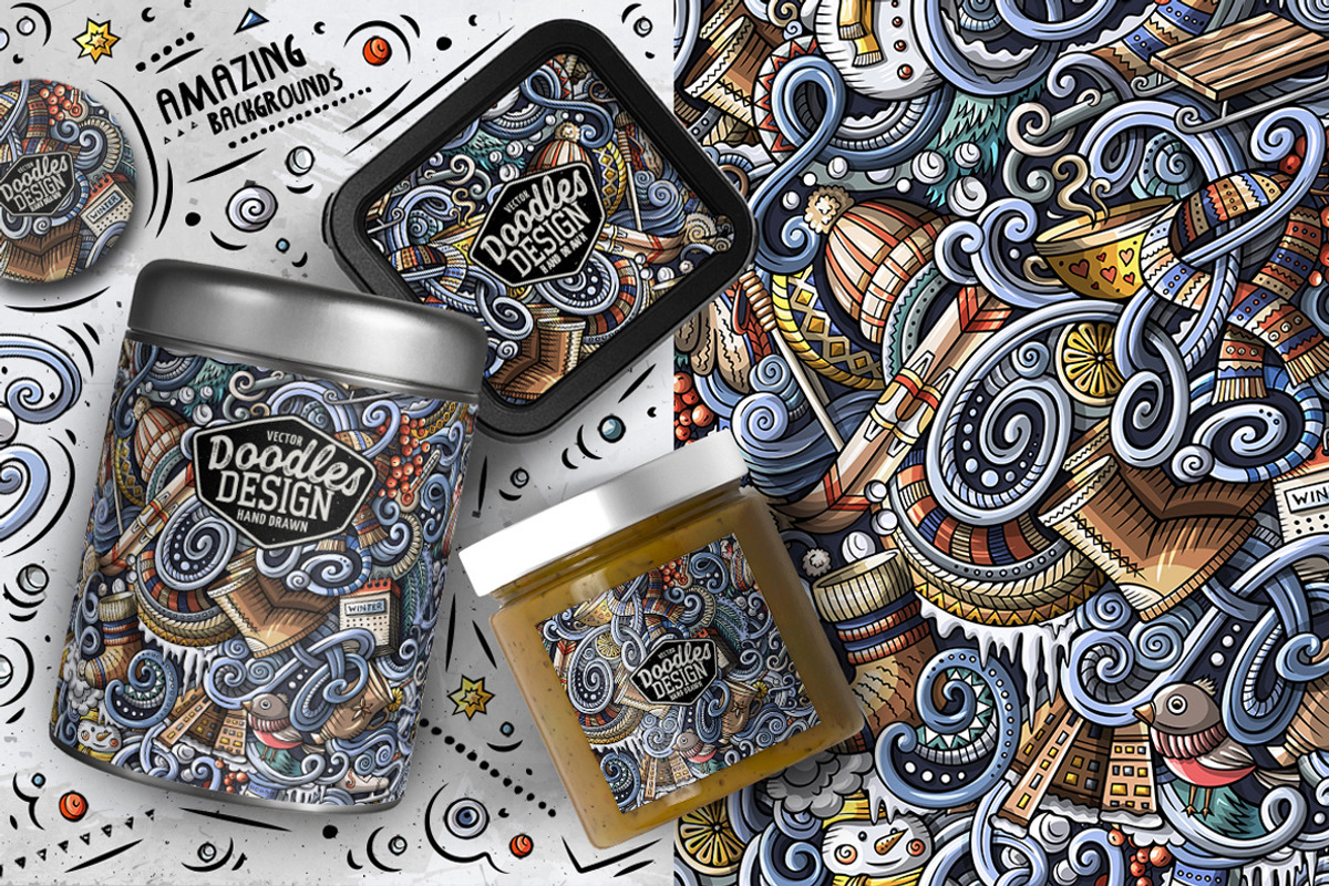 6 Winter Cartoon Seamless Patterns, a Pattern Graphic by BALABOLKA (Photo 6 of 7)