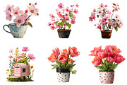 Whimsical Pink Flowers Spring Clipar, an Illustration by DreamArtGraphic (Thumbnail 4 of 4)