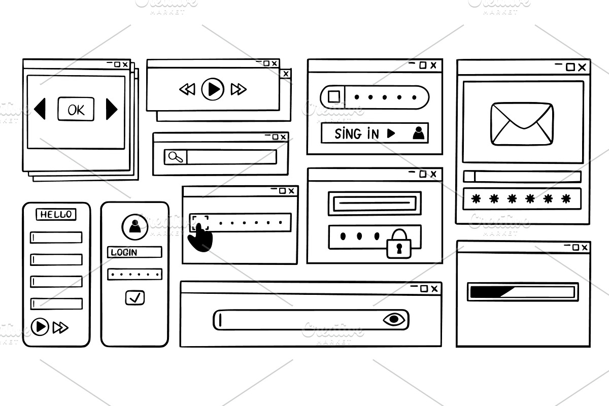 User interface doodle. Browser, a Technology Illustration by Valerie Bodnar