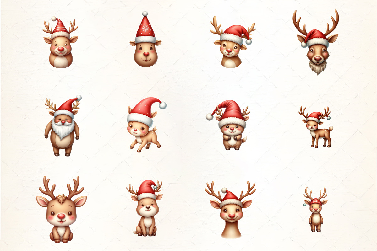 Festive Reindeer with Santa Hat Clip, an Illustration by CrexoraLab (Photo 2 of 5)