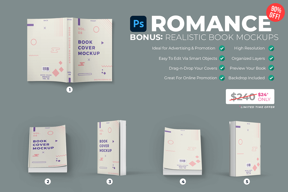ROMANCE Book Cover Templates Bundle, a Templates & Theme by Digital Goods (Photo 6 of 7)