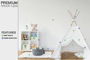 Kids Teepee Tent, Wall & Frames Set