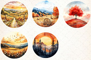Watercolor Autumn Landscapes Clipart, an Illustration by Libby Wishes (Thumbnail 4 of 7)