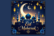 Modern Eid Mubarak Greeting Card, a Photo by microtasker (Thumbnail 1 of 2)