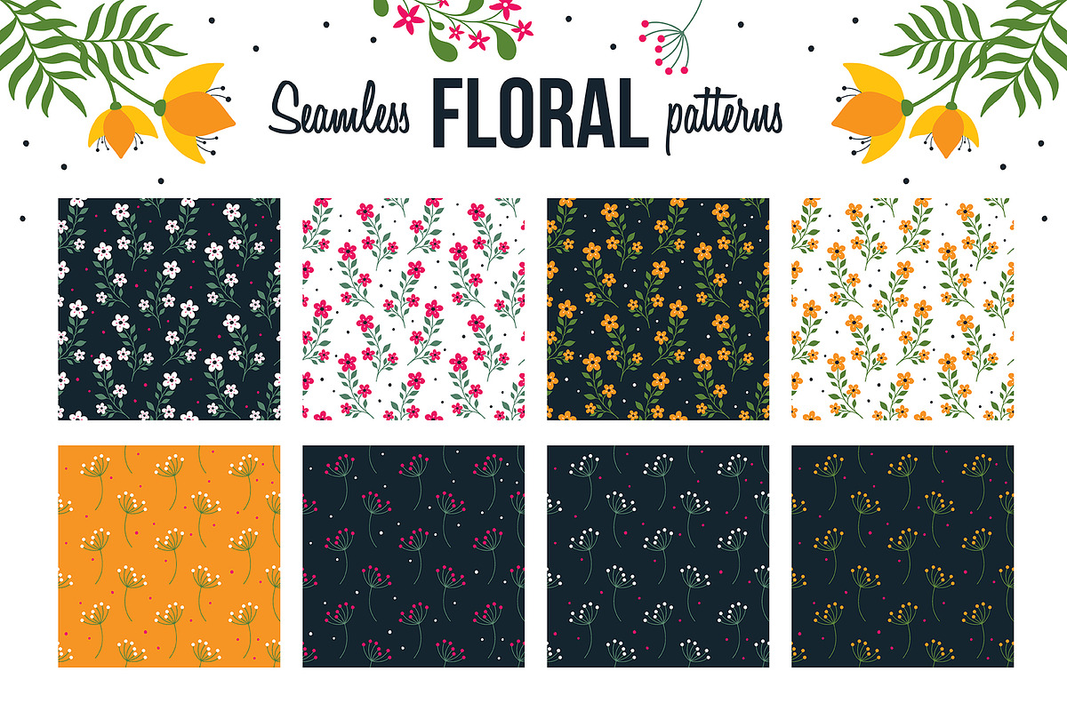 Seamless Floral patterns, a Pattern Graphic by The Odd Seed (Photo 7 of 9)
