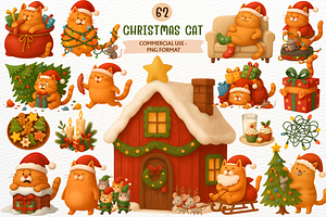 Christmas Santa Cat Clipart Kitten, an Animal Illustration by SugarCloudStudioArt