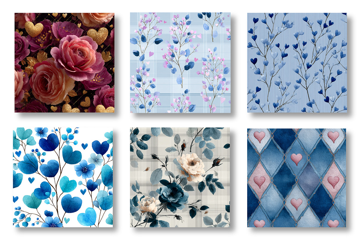 Watercolor Valentine’s Day Patterns, a Pattern Graphic by Canvas Craft (Photo 2 of 4)