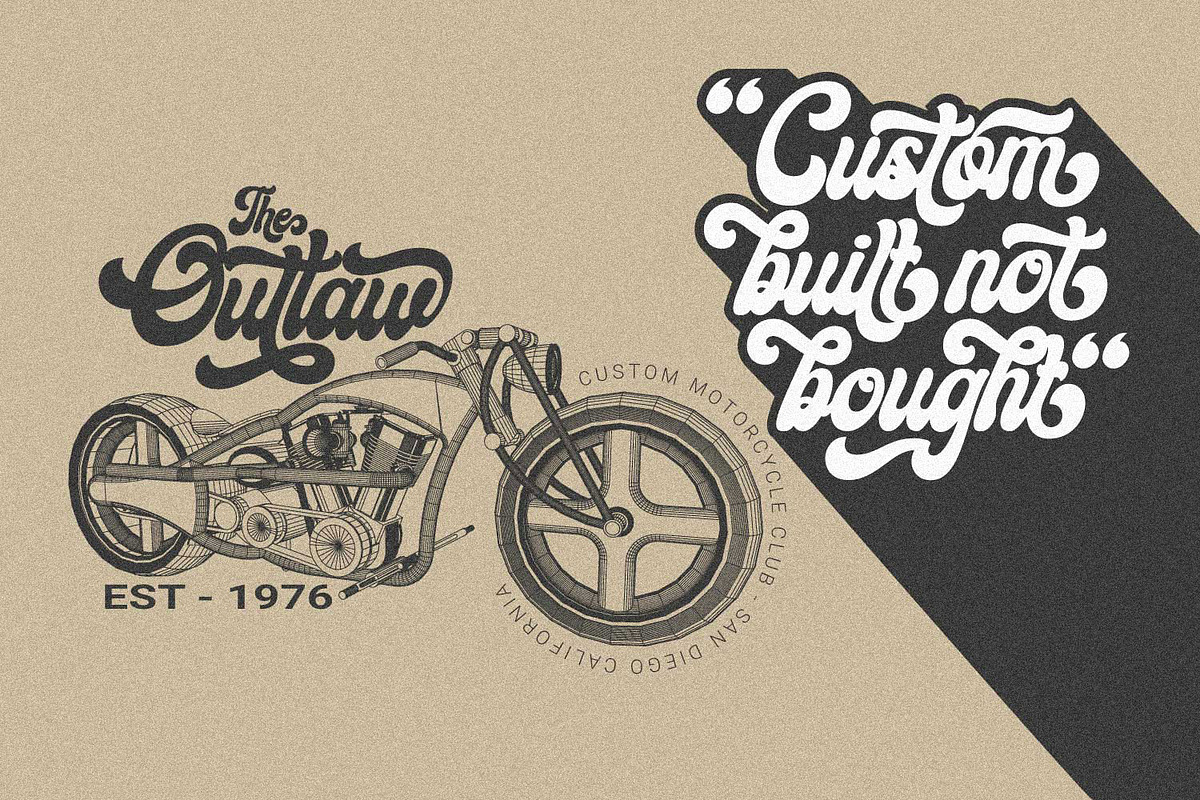 Ginchiest - Retro Bold Script, a Script Font by Ridha-38.lineart (Photo 9 of 14)