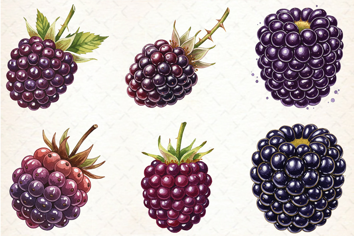 Watercolor Blackberry Clipart, an Illustration by Libby Wishes (Photo 2 of 5)