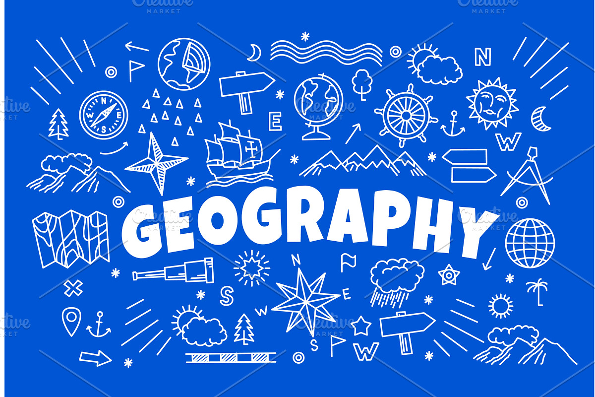 Geography symbols, icons, an Education Illustration by Buch&Bee