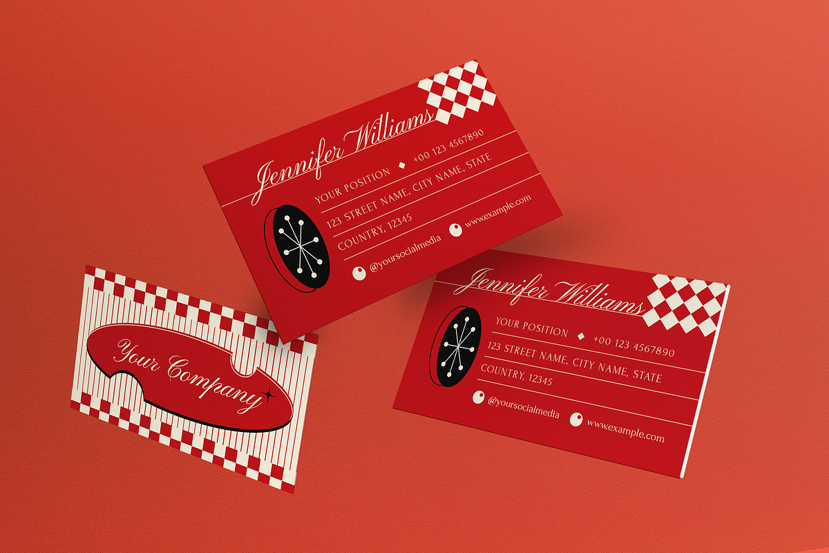 Red Mid Century Business Card, a Business Card Template by graphicook (Photo 1 of 3)
